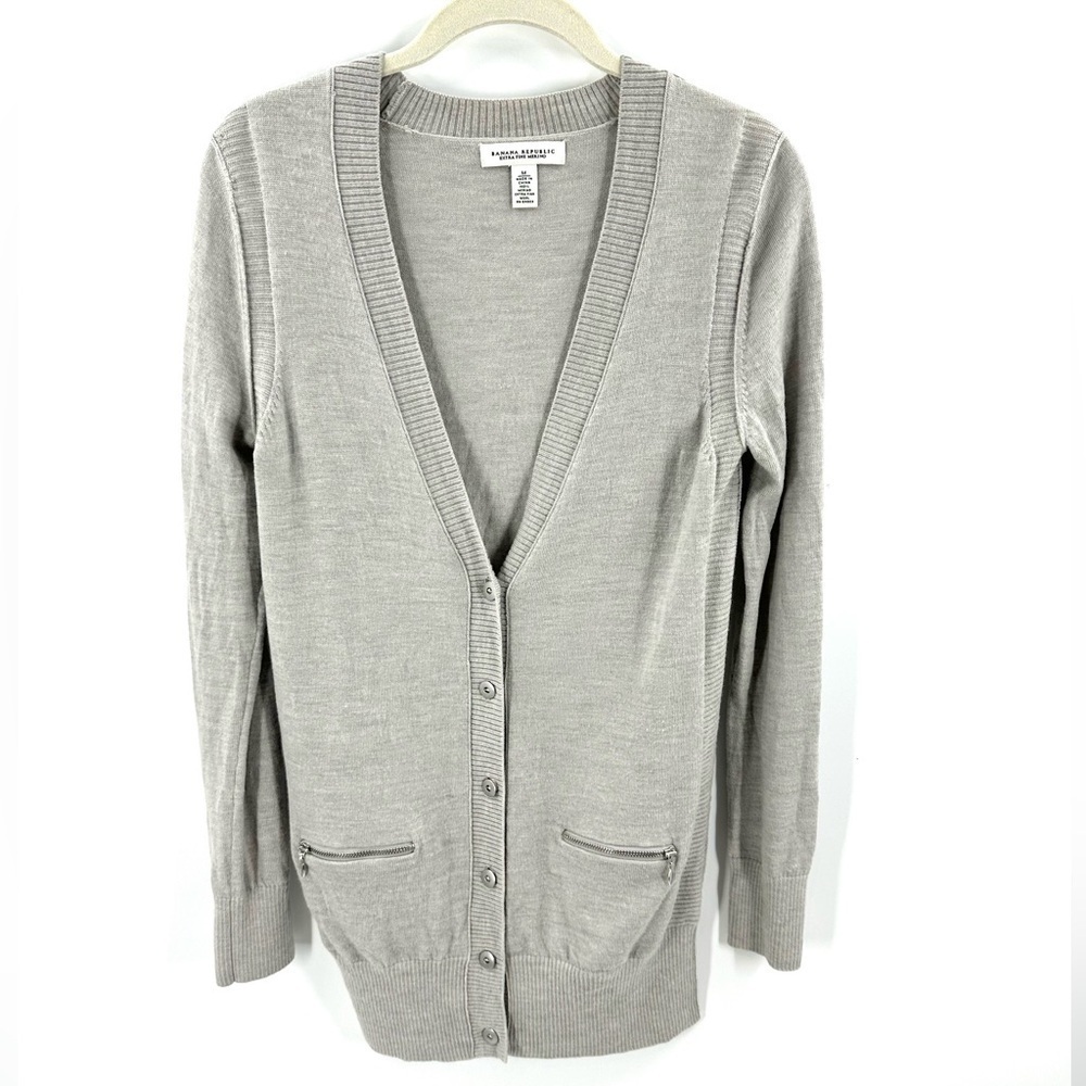 Banana Republic Merino Wool Cardigan Womens Medium Grandpa Preppy Granola Casual